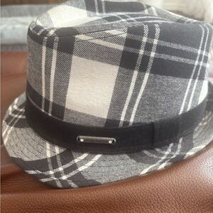 Harley-Davidson Black and White Plaid Fedora Hat size L